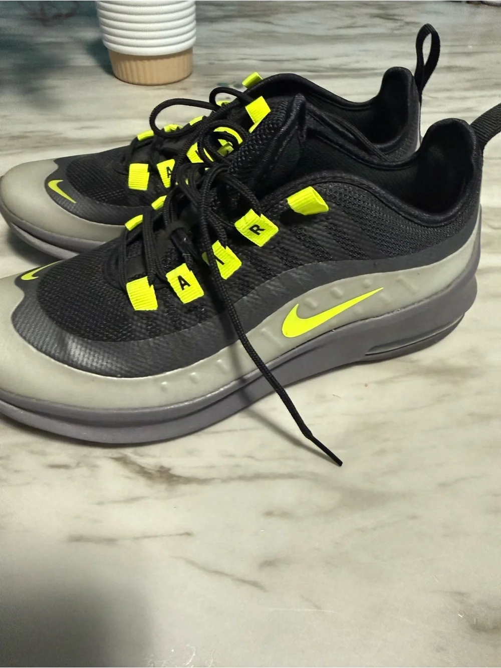 Nike Kids Black and Neon Yellow/Green Athletic Sneakers